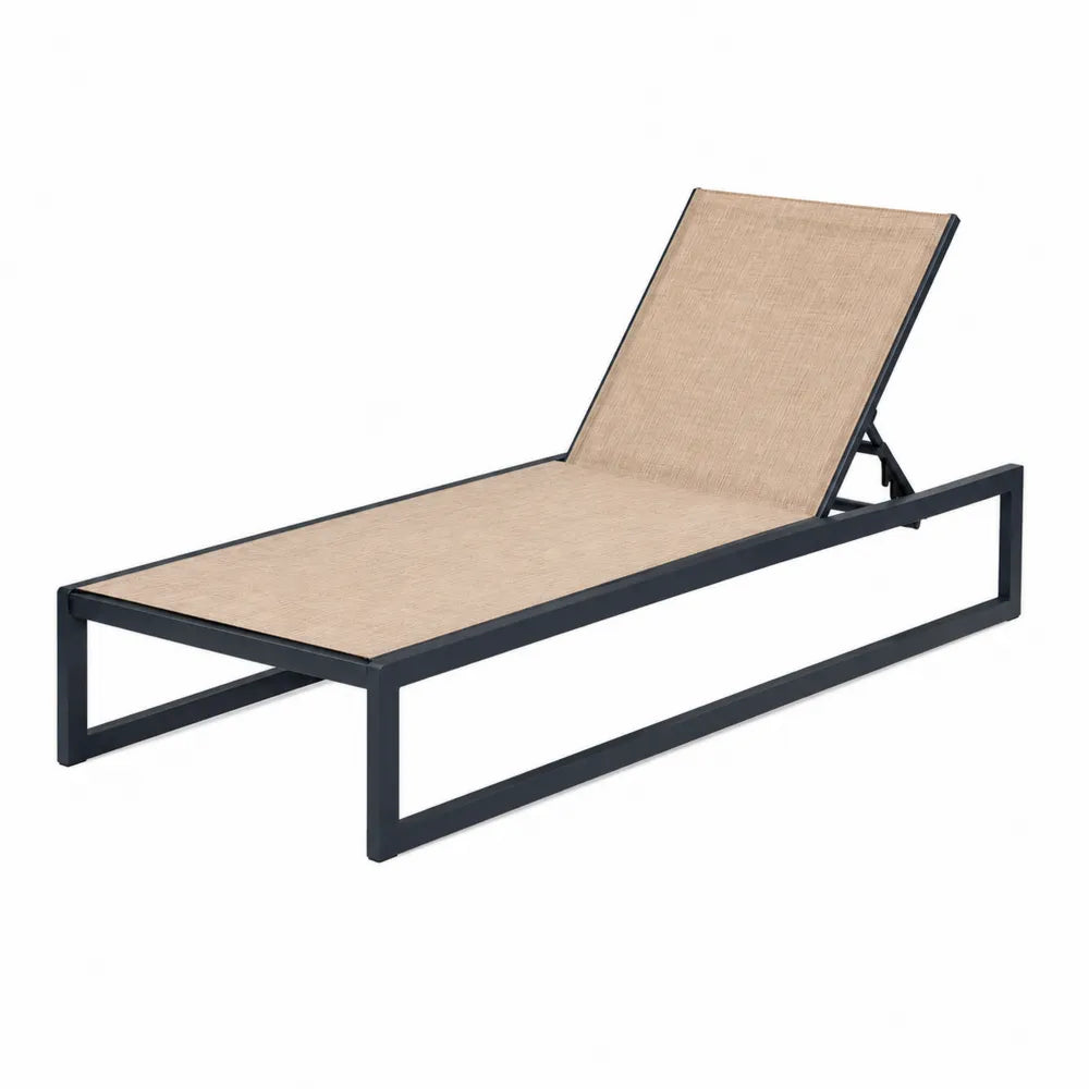 Tumbona de aluminio y textileno ajustable 200 cm beige y negro