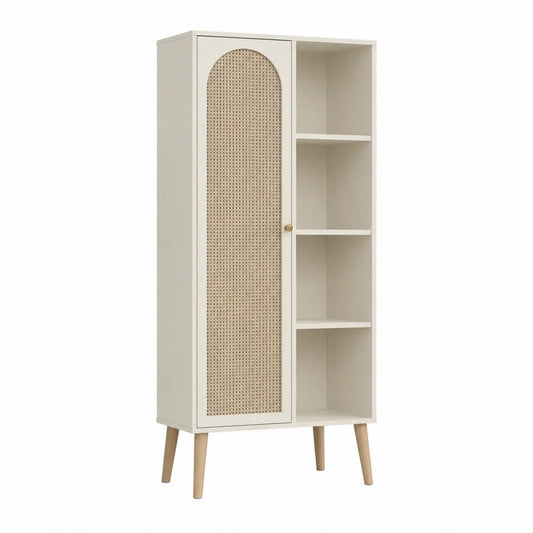 Archivador de MDF y ratán con estanterías 175cm blanco
